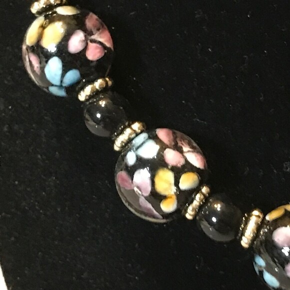 Black Confetti Beads Necklace and Earrings Set - Picture 4 of 5